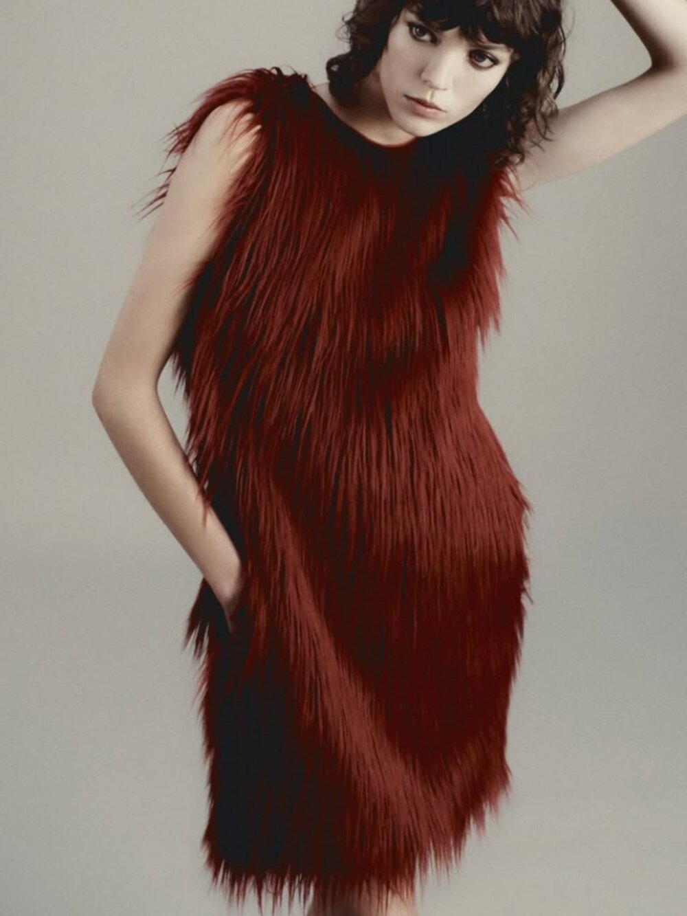 ZARA Limited Edition Shaggy Faux Fur Dress